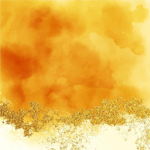 Luxury Yellow Background with Watercolor Texture and Splashes