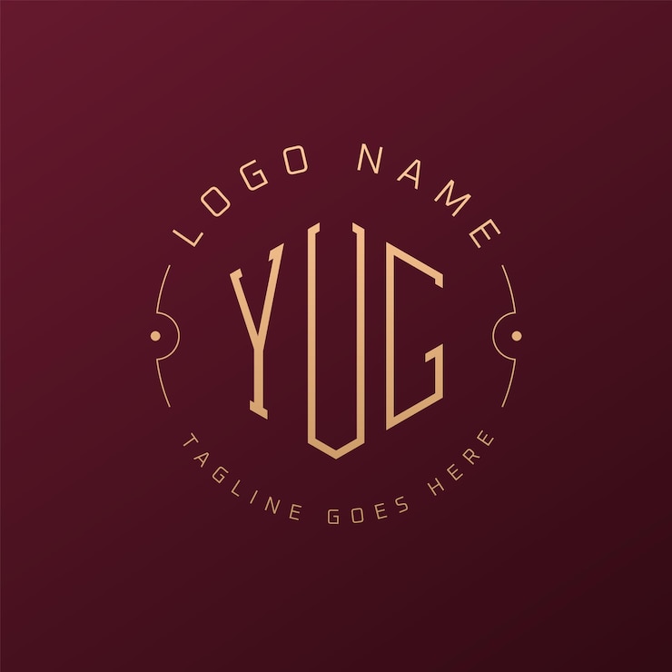 Vector 럭셔리 yug 로고 디자인 우아한 글자 yug 모노그램 로고 미니멀리즘 다각형 yug 로그 디자인 템플릿