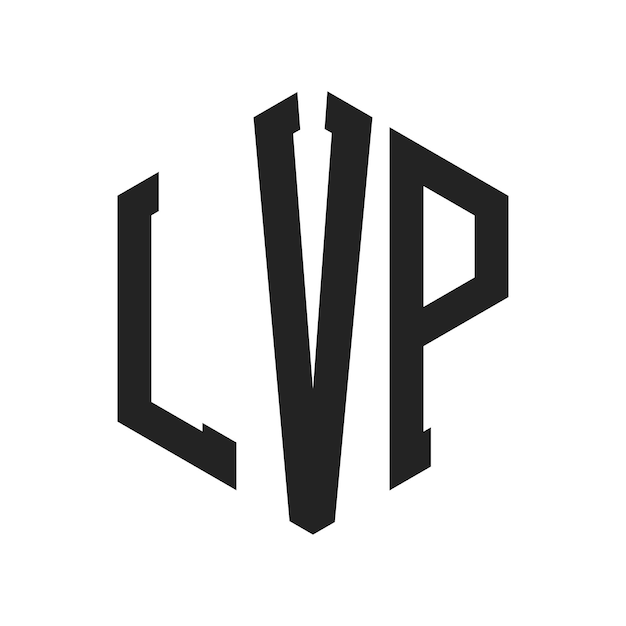 LVP ロゴ デザイン イニシャルレター LVP モノグラム ロゴ ヘクサゴン形