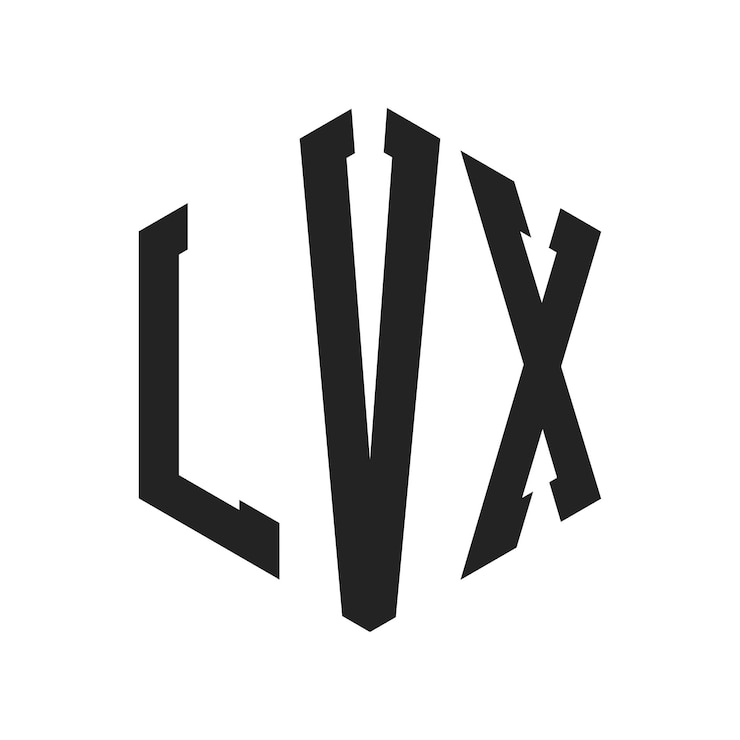 Vector lvx logo design initiële letter lvx monogram logo met behulp van zeshoekige vorm