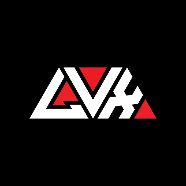 삼각형 모양을 가진 LVX 삼각형 로고 디자인 모노그램 LVX 세각형 터 로고 템플릿과 빨간색 LVX 삼角형 로고 간단하고 우아하고 고급스러운 LVX 로고