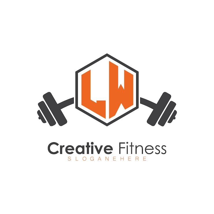 Vector lw initial monogram for fitness logo with polygon style design