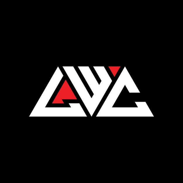 LWC 三角形字母标志设计与三角形形状 LWC三角形标志设计单字符 LWC 三边形矢量标志模板与红色 LWC 三方形标志 简单 优雅和奢的标志 LWC