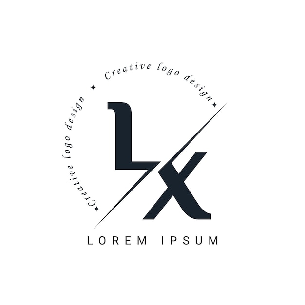 LX Letter Logo Design with a Creative Cut Creative logo design