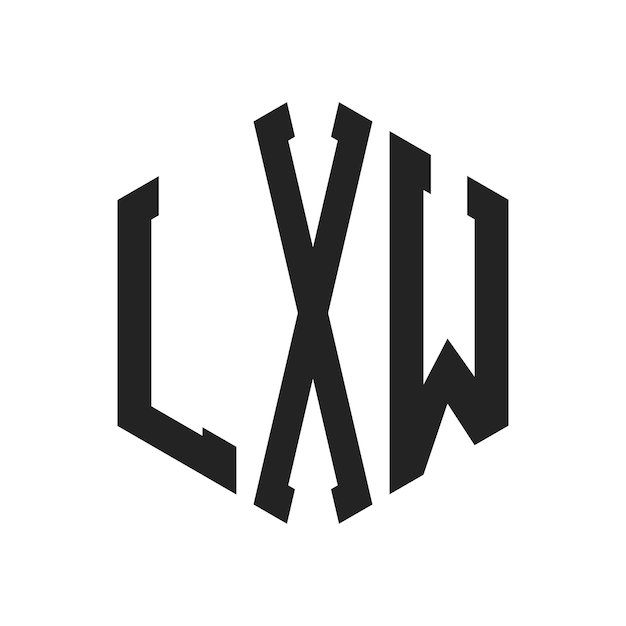 LXW Logo Design Initiële letter LXW Monogram Logo met behulp van zeshoekige vorm