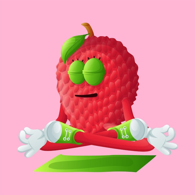 Vector lychee character holding a briefcase full of money perfect for kids merchandise and sticker