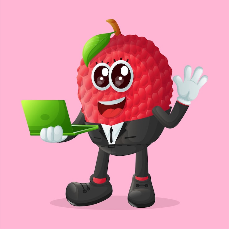 Vector lychee characters playing with car toy perfect for kids merchandise and sticker banner promotion