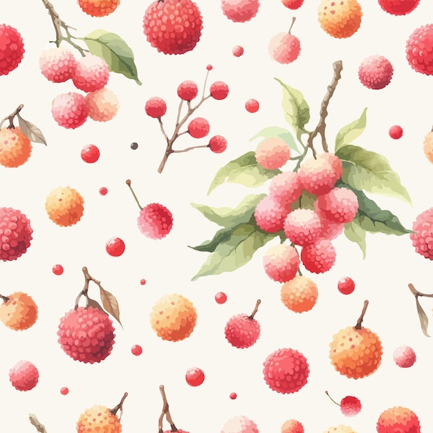 Lychee-druk Aquarel Litchi Tropisch fruit naadloos patroon