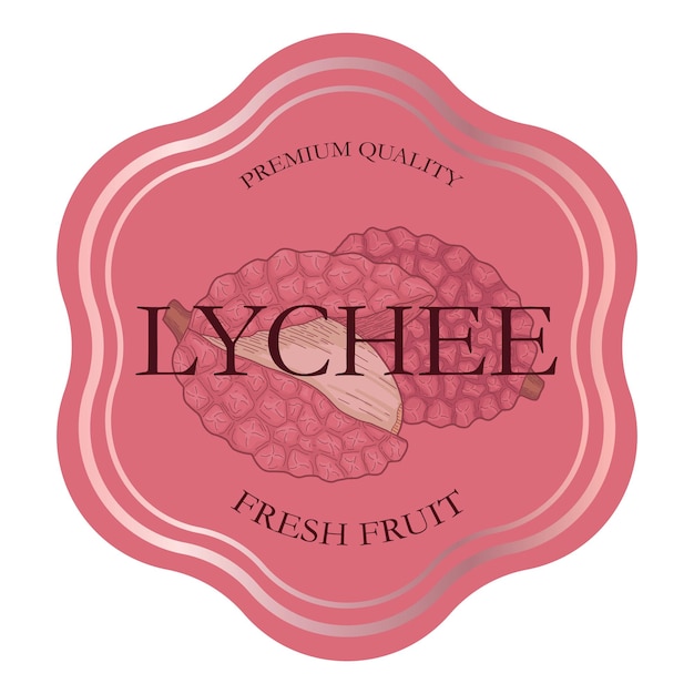 Lychee fruit badge logo sticker sjabloon