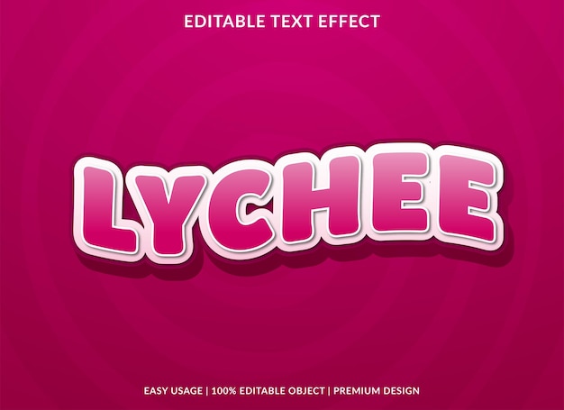 lychee-teksteffectsjabloon met abstract stijlgebruik voor zakelijk merk en logo