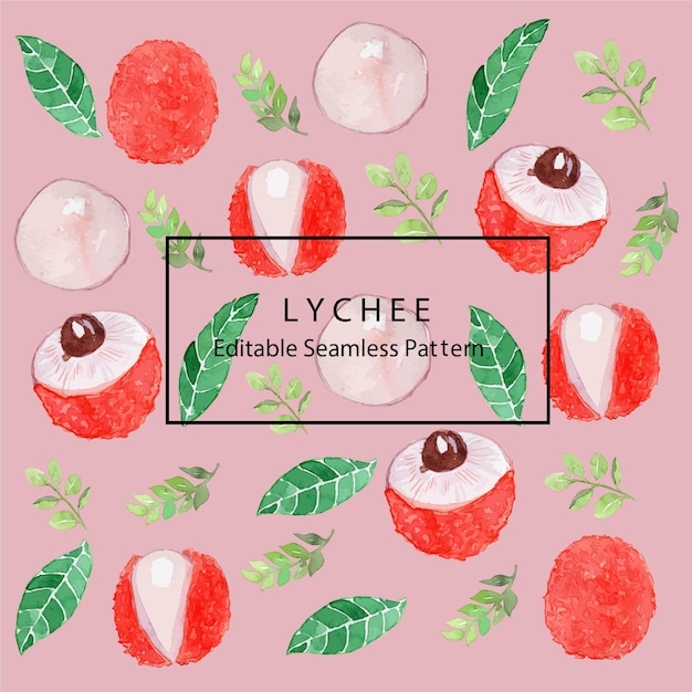 Lychee Watercolor Seamless Pattern 