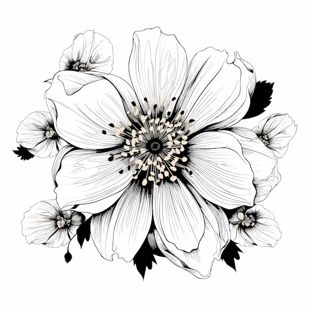 Lycoris radiata white and black white background illustration