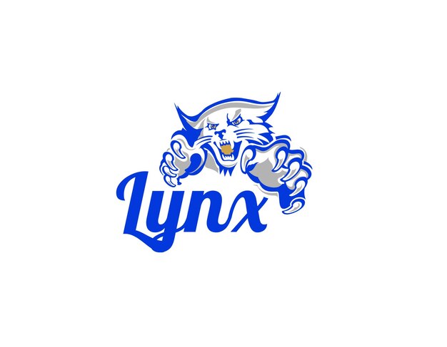Vettore modello di progettazione del logo della squadra sportiva lynx mascot