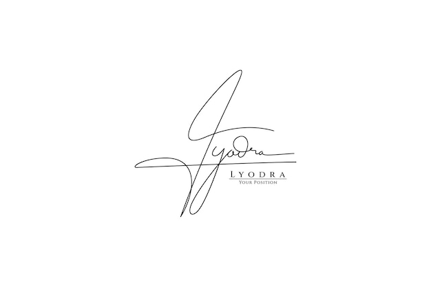 Lyodra signature name logo vector template on white background