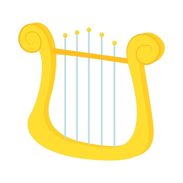 Lyre icon in cartoon style on a white background
