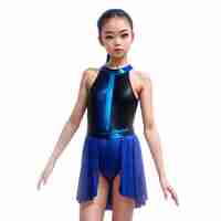 Vector lyrical dance dress girl sleeveless rhinestone latin jazz gymnastics leotard