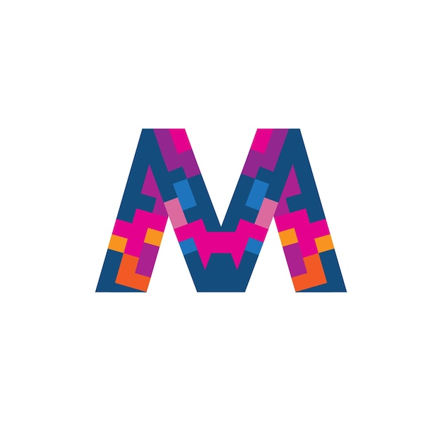 M Alphabet Pixel Moderne logo ontwerpconcept