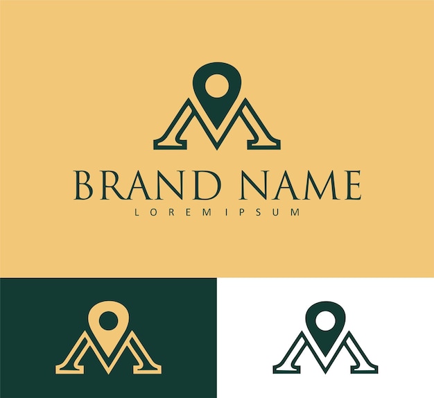 M-brief en logo-ontwerpsjabloon plaatsen