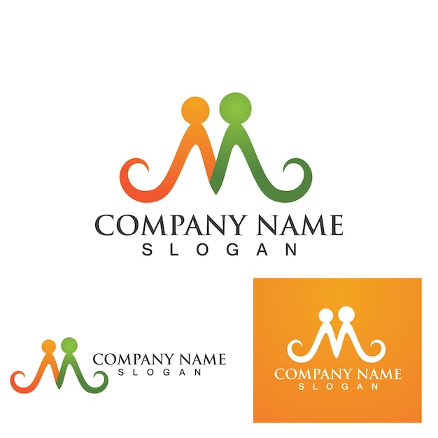 M brief logo business sjabloon vector iconxa