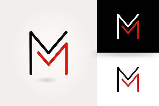 M brief logo en alfabet ontwerpsjabloon