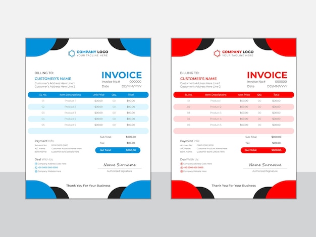 Vector m business invoice design template