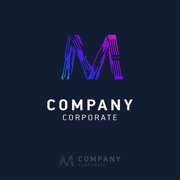 M company logo design with visiting card vector