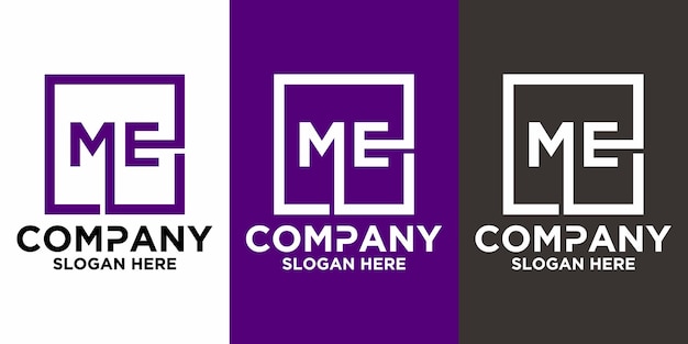 M E lettering with square design vector template