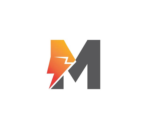 M electric power alphabet logo ontwerpconcept