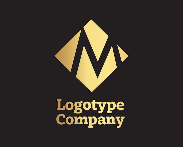 M gold letter logoVector Template