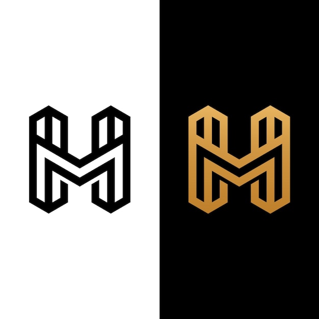 MH MH HM Letter 모노그램 초기 로고 디자인 템플릿