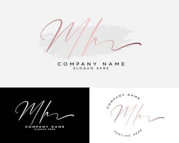 M h mh initial letter handwriting and signature logo