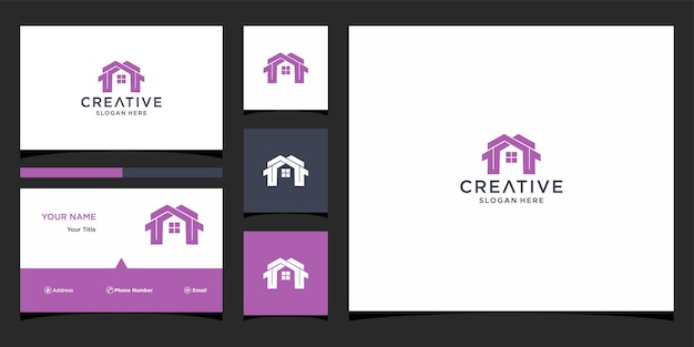 M home logo design with business card template