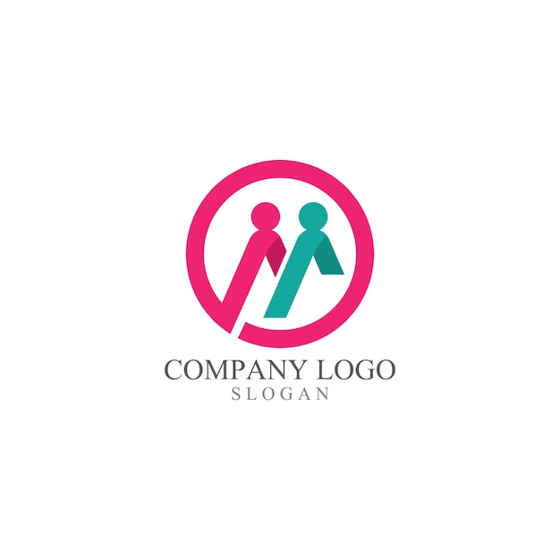 M initial letter community care logo template