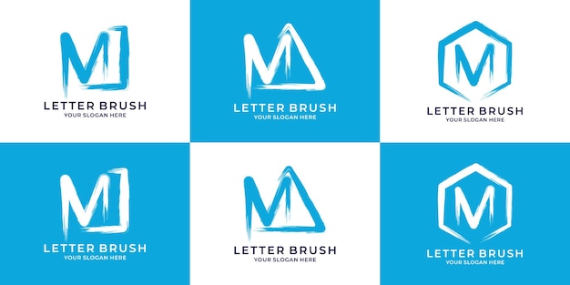 비즈니스 및 브랜드 영감 로고를 위한 M 초기 문자 잉크 브러시 로고