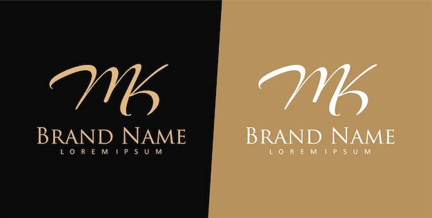 MとKの文字のロゴのデザインテンプレート