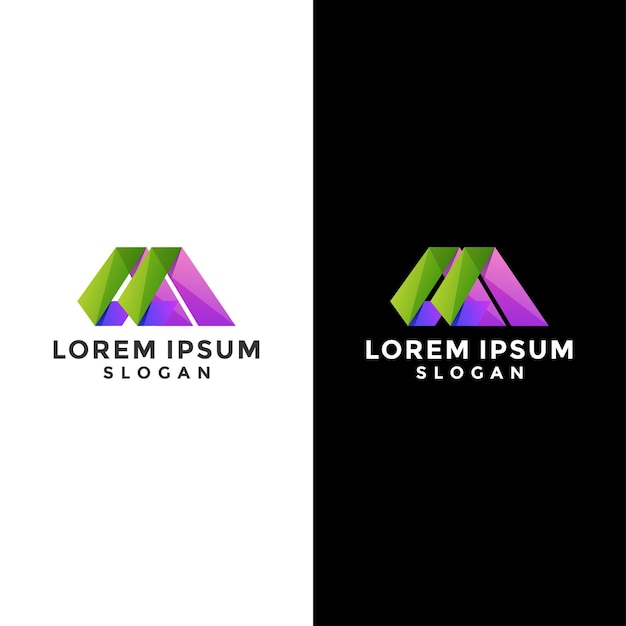 M kleurrijke letter logo pictogram ontwerp