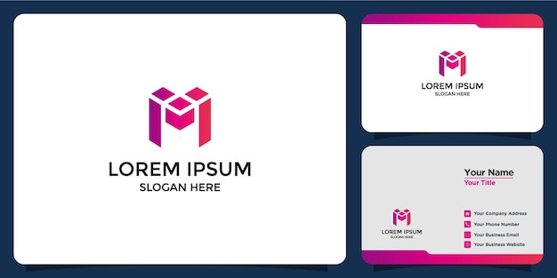 ベクトル m文字のデザインのロゴとブランドカード