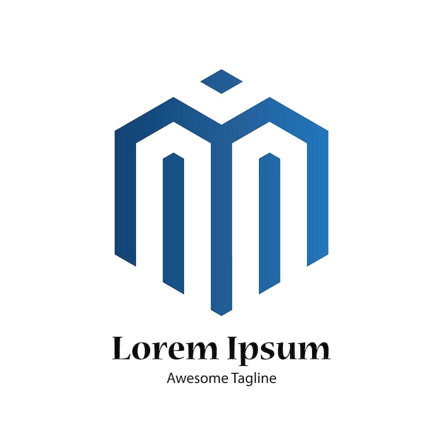 Икона дизайна логотипа с градиентом буквы M