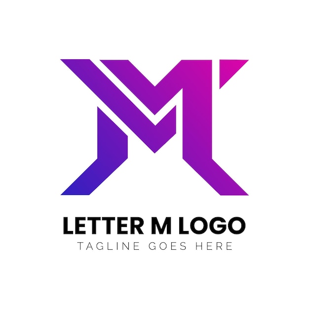 M Буква Логотип Икона Розовый и фиолетовый цветовой градиент Шаблон дизайна Векторный элемент искусства