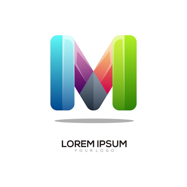 Vector m letter logo initials colorful gradient abstract