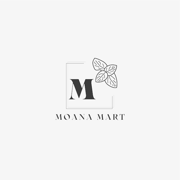 M Letter Logo met creatief bloemenconcept voor bedrijfsschoonheid, onroerend goed Premium Vector