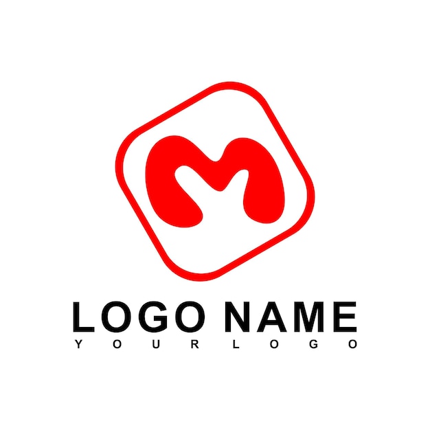 M letter naam logo ontwerp