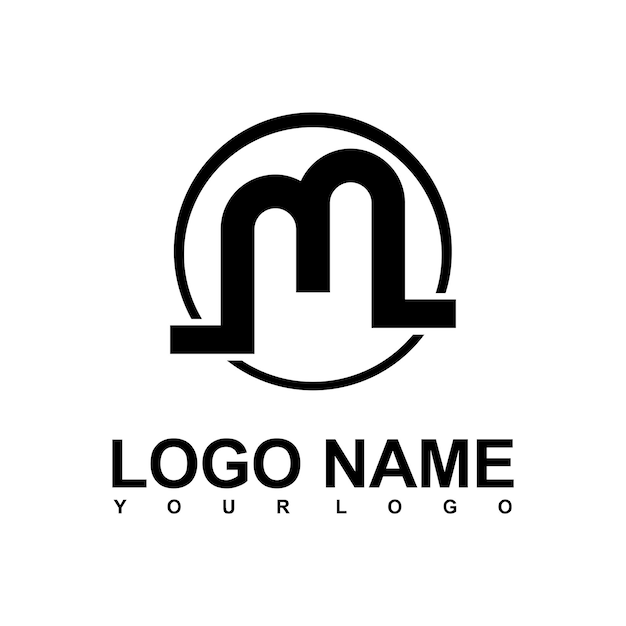 M letter naam logo ontwerp