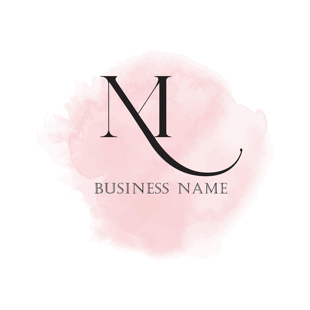 Vector m letter pink smoke initial watercolor logo