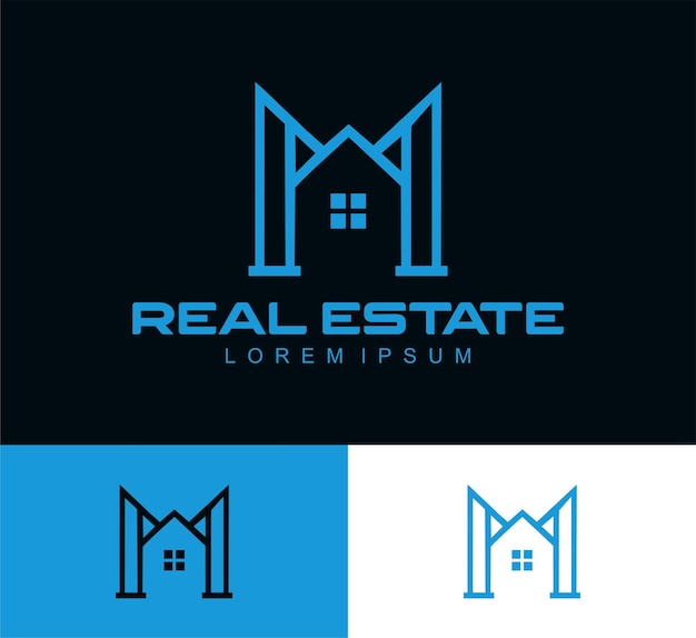 Шаблон дизайна логотипа M Letter и Real Estate