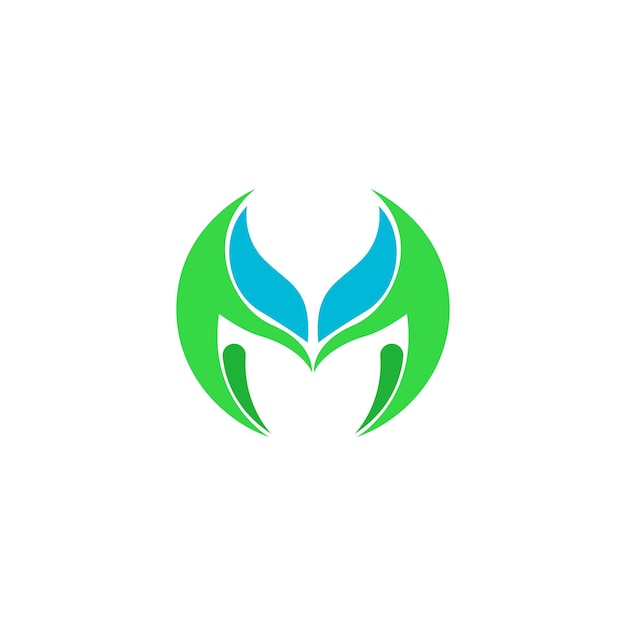 M Letter with Leaf Logo Vector