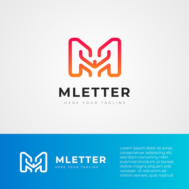 M lettertechnologie logo ontwerpsjabloon