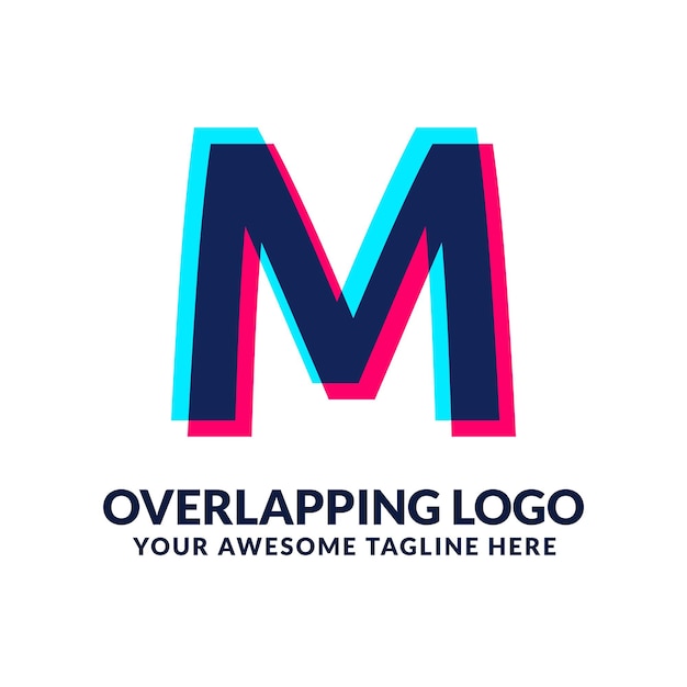 Vector m levendige en kleurrijke overlay overlap letter logo alfabet pictogram illustratie