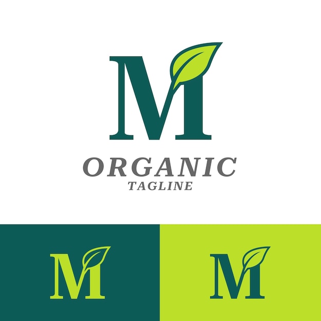 Векторные шаблоны логотипа M с плоским дизайном