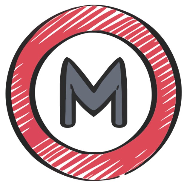 Vector m logo icon uneven fill